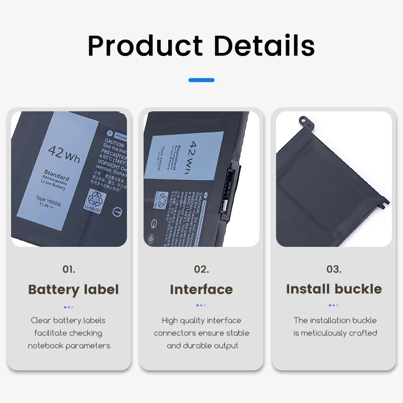 Imagem -02 - Substituto para Dell Inspiron 42wh P61f 15 P85f 11.4v 5584 3581 3582 3584 3593 3780 3781 5493 5590 Yrdd6-battery