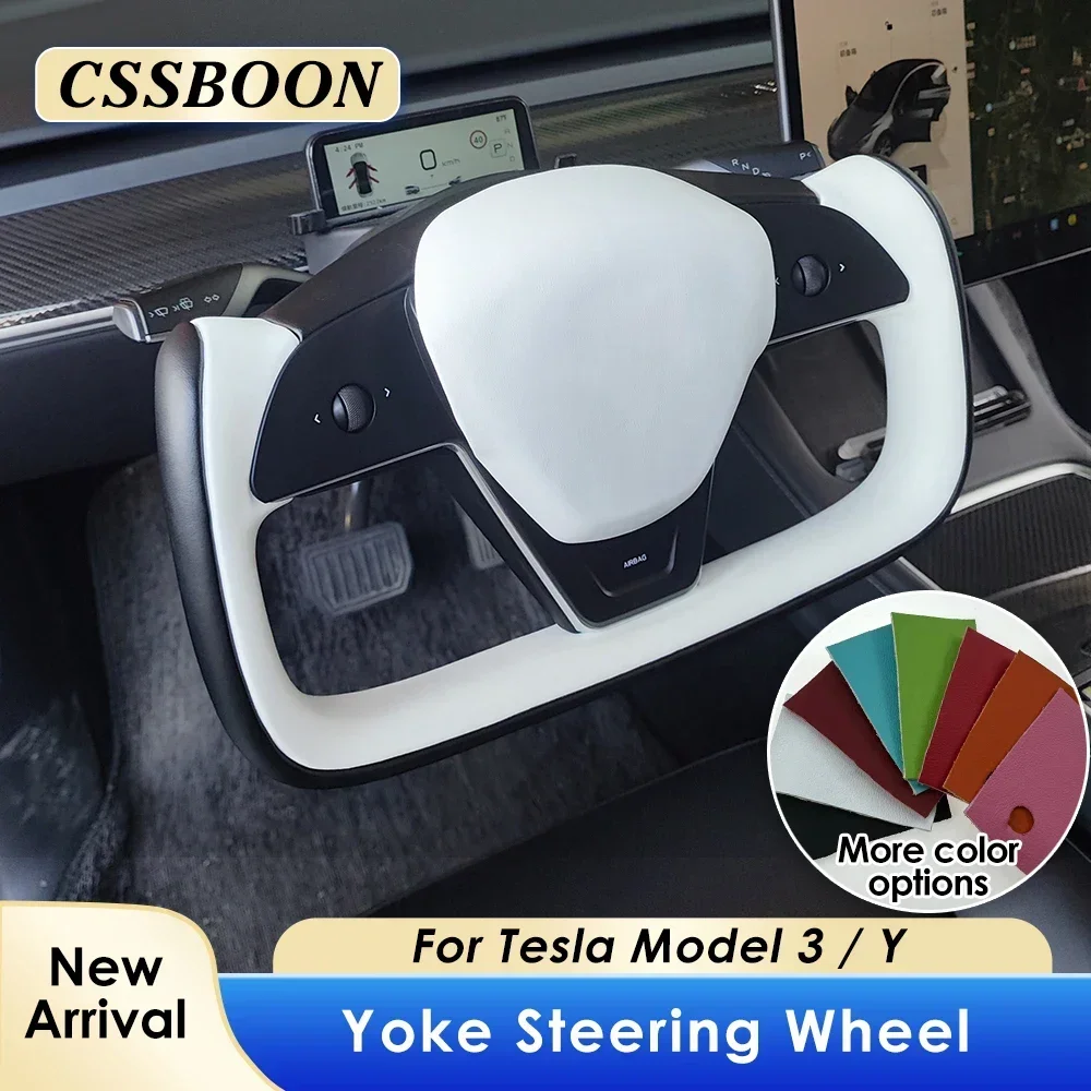 

CSSBOON Yoke Steering Wheel For Tesla Model 3 2018-2025 Car Interior Modified Sports Handle Model Y 377mm Color Custom Accessory