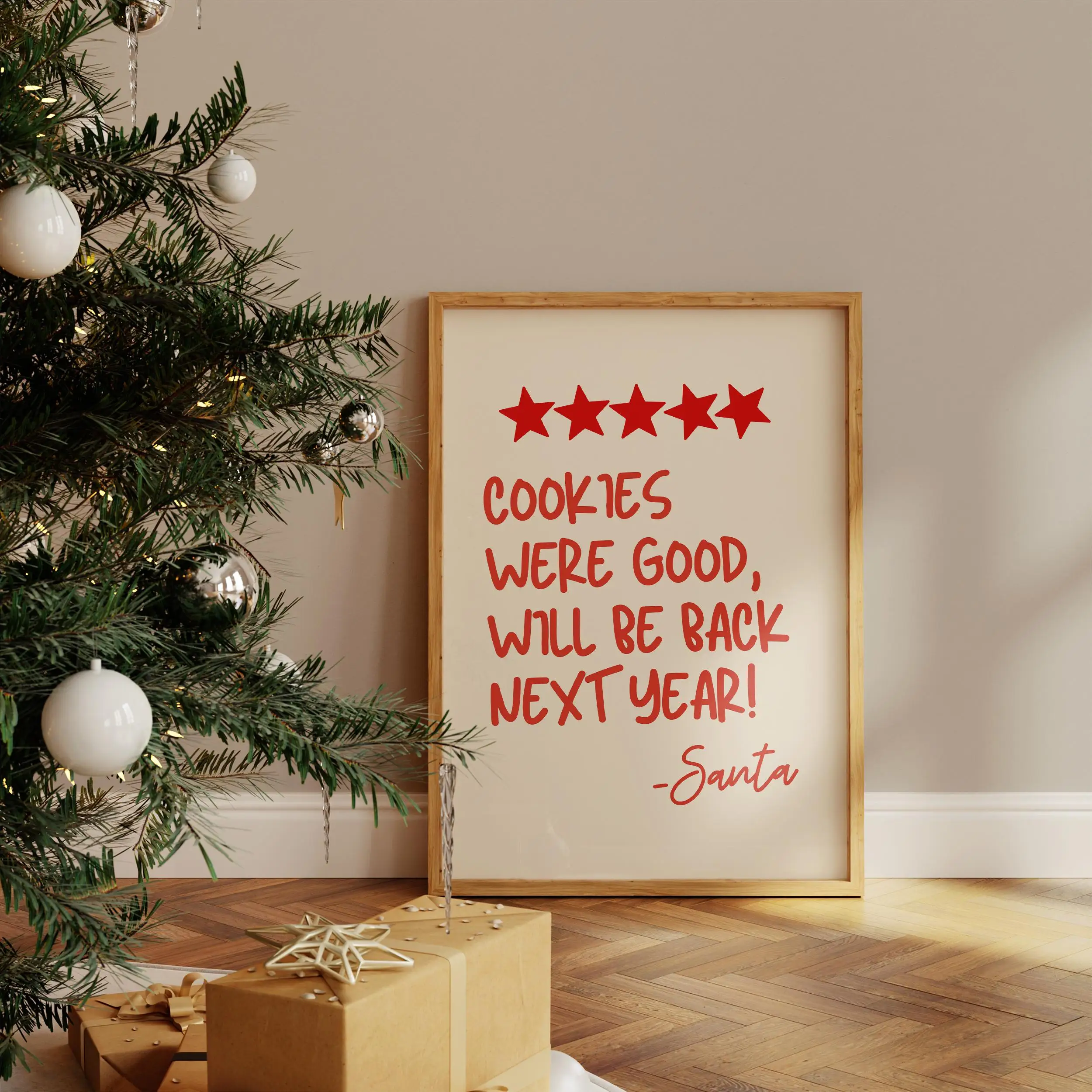 1pc Minimalist and Playful Christmas Text Art Poster “Cookies Wear Good, Will Be Back Next Year” Canvas Print Winter Home Decor