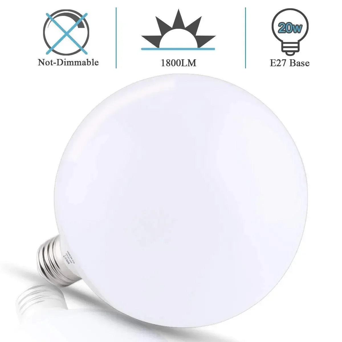 E26 E27 LED Light Bulb 20W Globe G120 Lamp Edison Screw 200W Equivalent Daylight 5/6000K Warm White 2700K 1800lm for Home Using