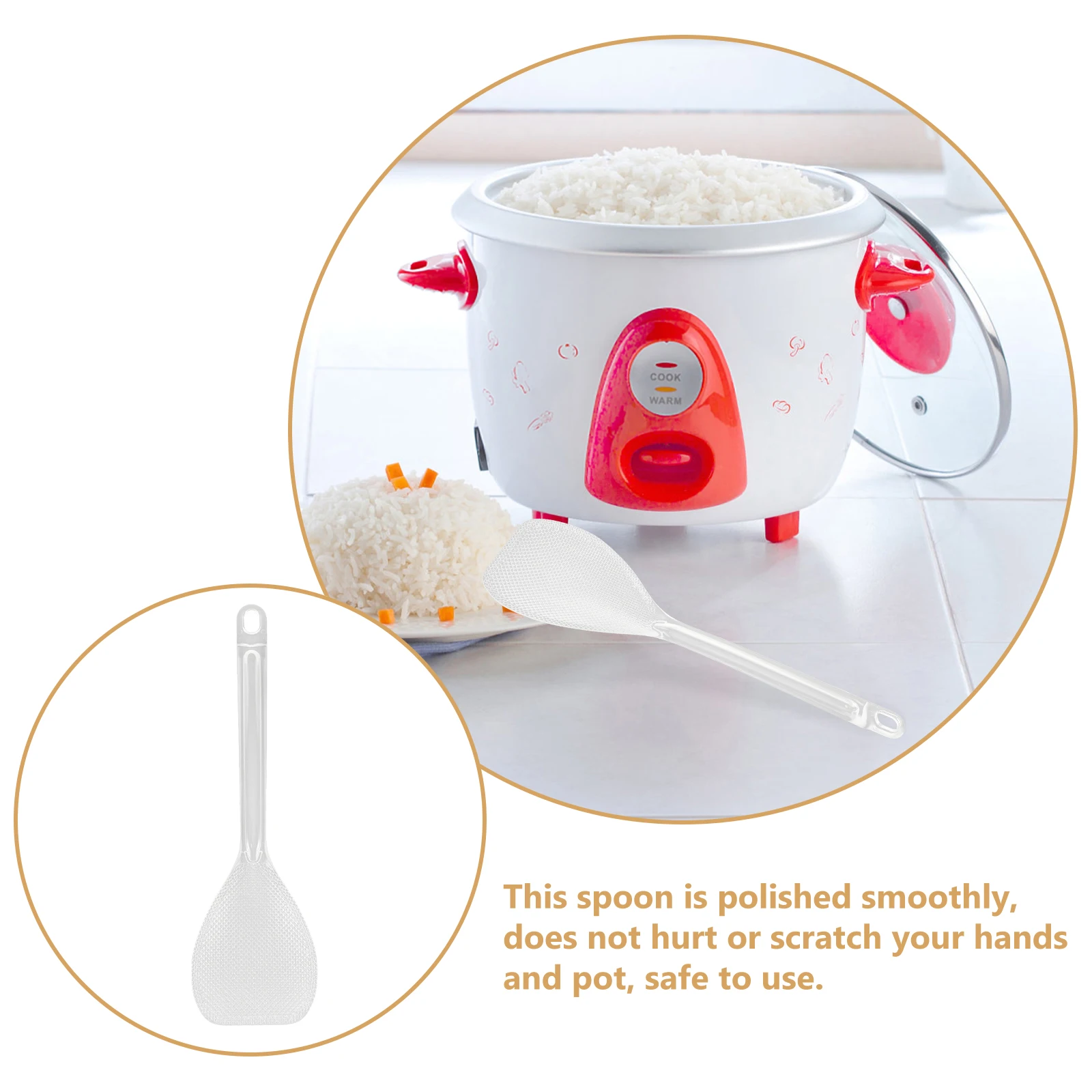 

Non-Stick Rice Spoon 1 Piece Wear-Resistant Transparent Pc Material Easy Clean Kitchen Rice Paddle for Cooker Serving Spatula