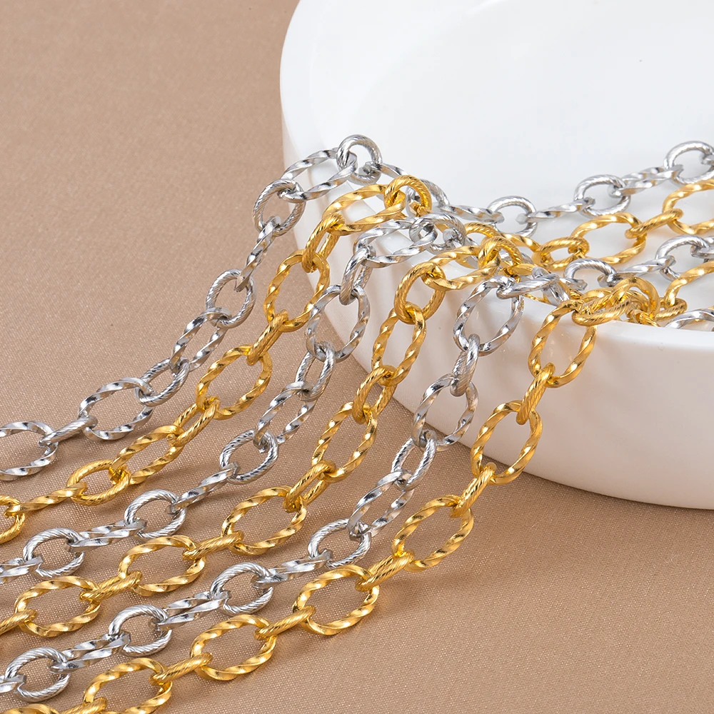 

1meter Stainless Steel Clavicle necklace Link Chains Bulk Jewelry Ring Chains Wholesale For DIY ClothingJewelry Making Accessory