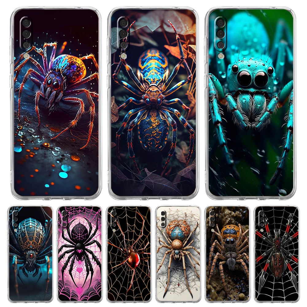 Fashion Spider Transparent Phone Case for Samsung Galaxy A12 A50 A52 A70 A40 A10 A20 A30 A02 A03S A04 Cover Silicone Shell Bags