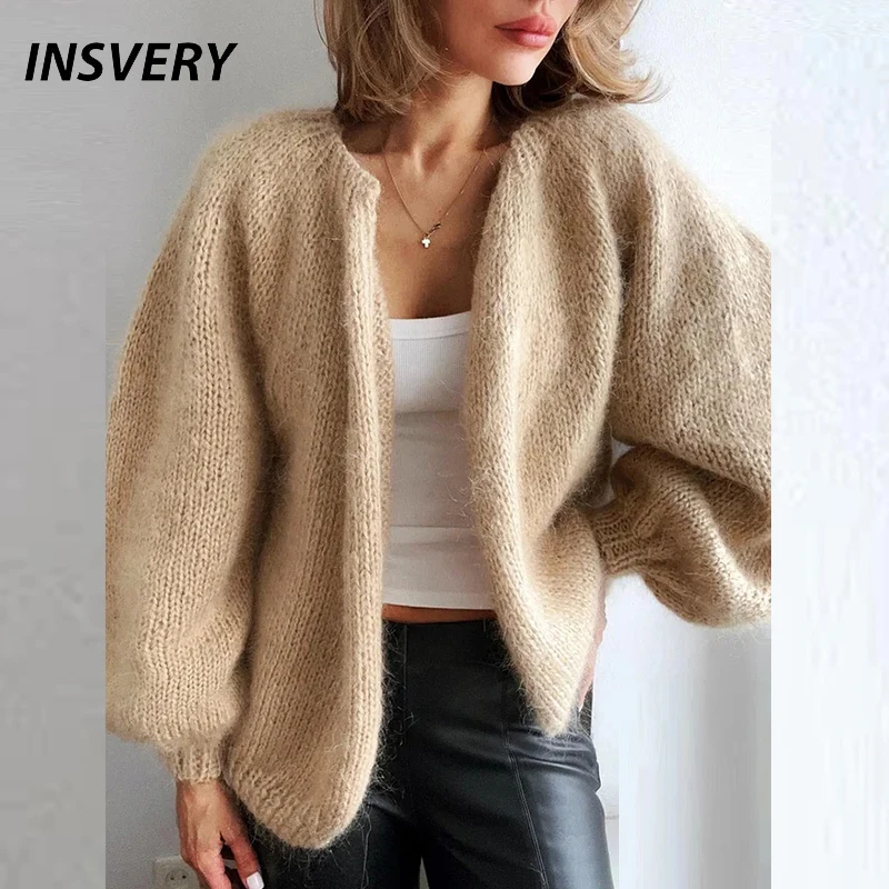 

New Knitted Sweater Cardigan Women Autumn Winter Short Jackets For Women Long Sleeve Sweater Coats