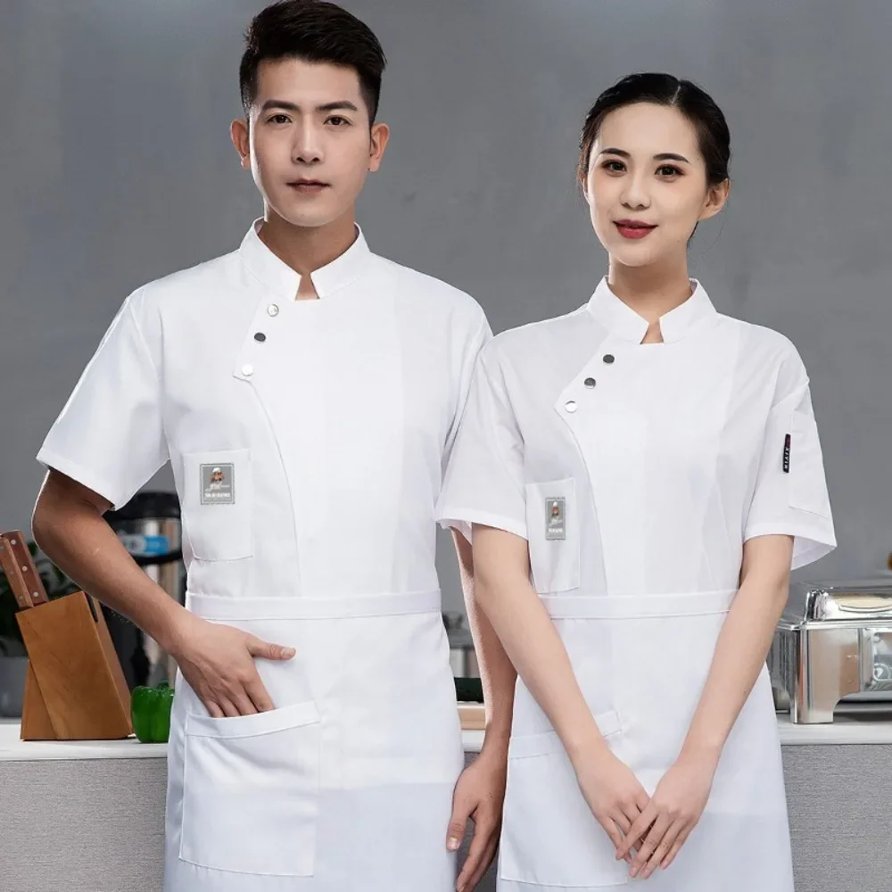 

Chef's work clothes men's short sleeved summer hotel catering baked goods kitchen Western restaurant chef's clothes thin