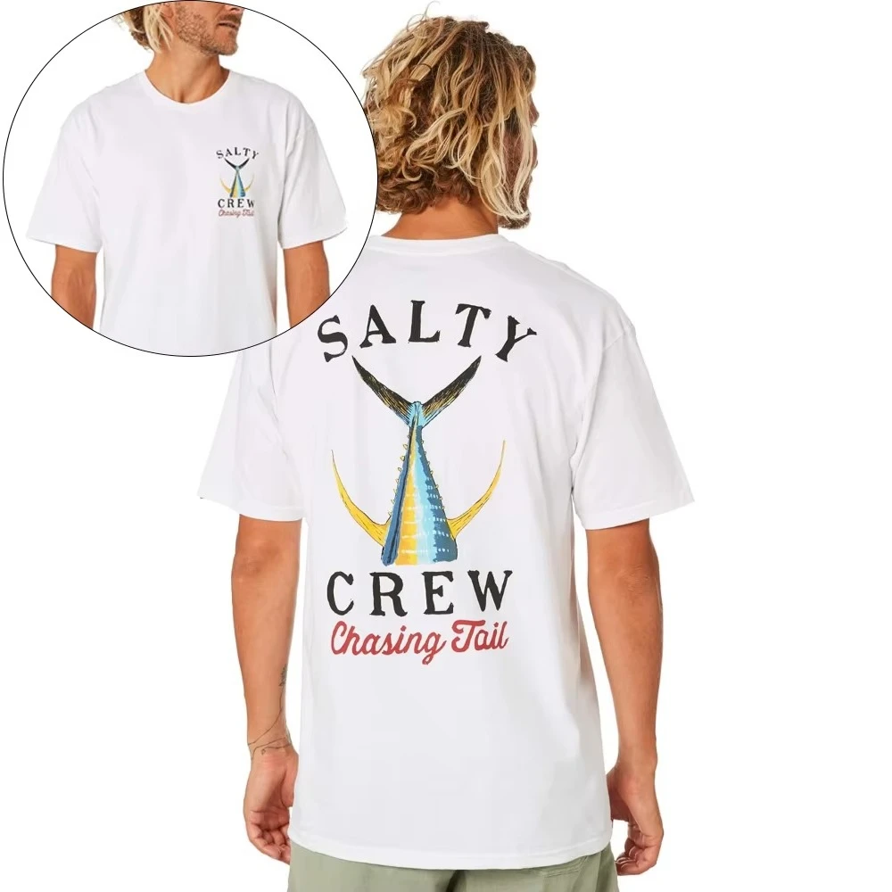 

Футболка Salty Crew Tailed SS, мужская модная повседневная футболка с коротким рукавом, хлопковая футболка стандартного кроя, пляжная одежда, футболка с принтом