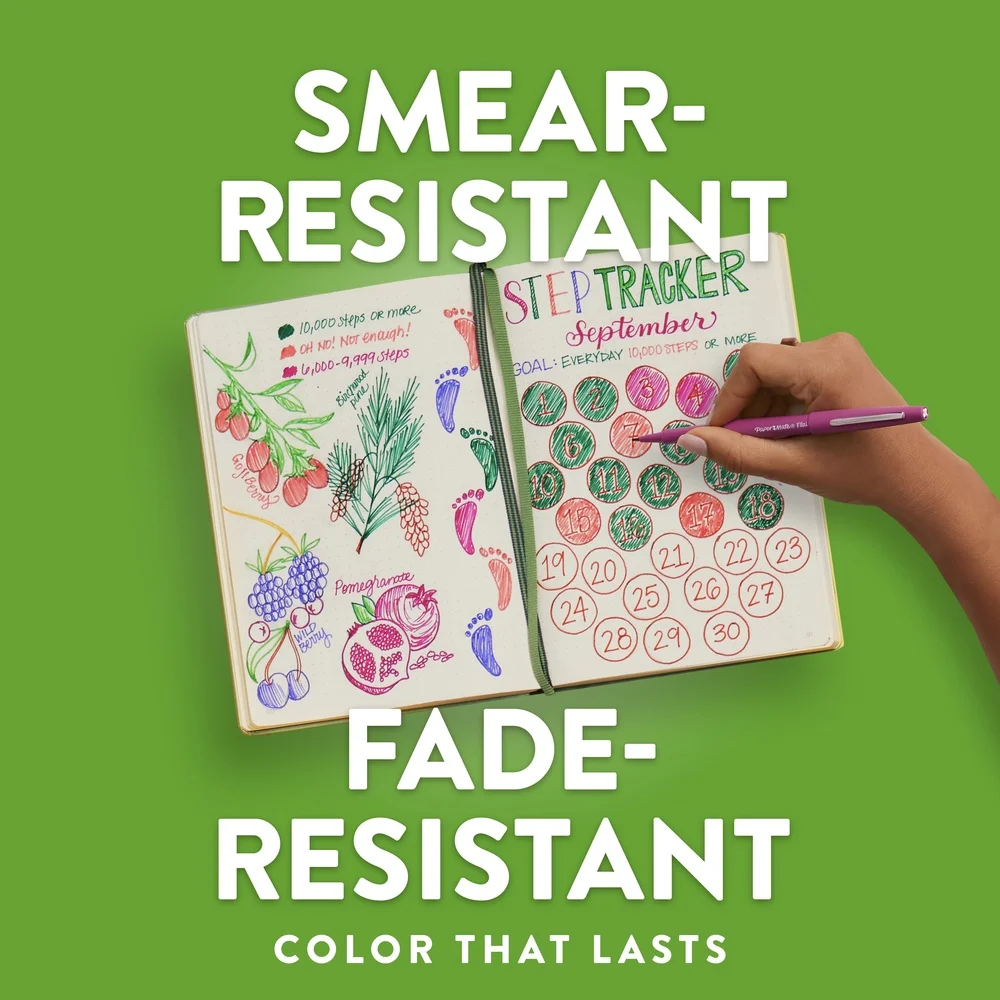 أقلام ذات طرف لباد من Paper Mate Flair ذات أطراف متوسطة وألوان متخصصة عدد 12 قطعة