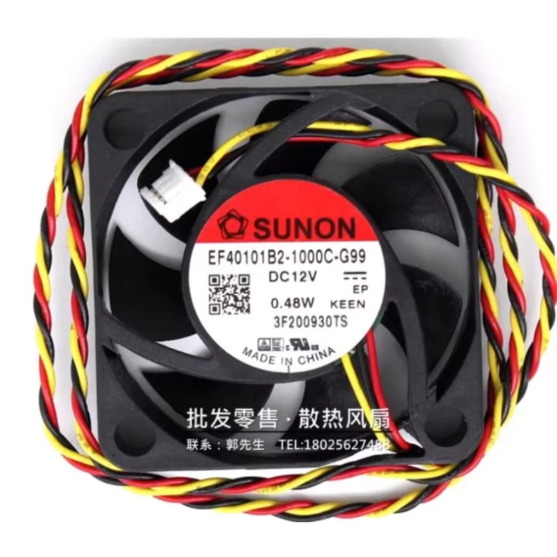 

SUNON EF40101B2-1000C-G99 DC 12V 0.48W 40x40x10mm 3-Wire Server Cooling Fan