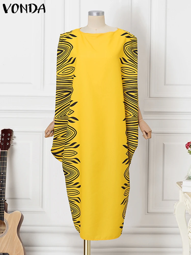 Abiti da donna taglie forti Abito estivo stampato vintage VONDA 2025 Estate senza maniche Party Tank Abiti O-Collo Abito allentato casual