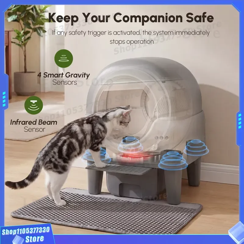 Smart Automatic Cat Litter Box 85L Large Capacity Remote Control Self Cleaning Machine One Click Waste Removal For Pets Home