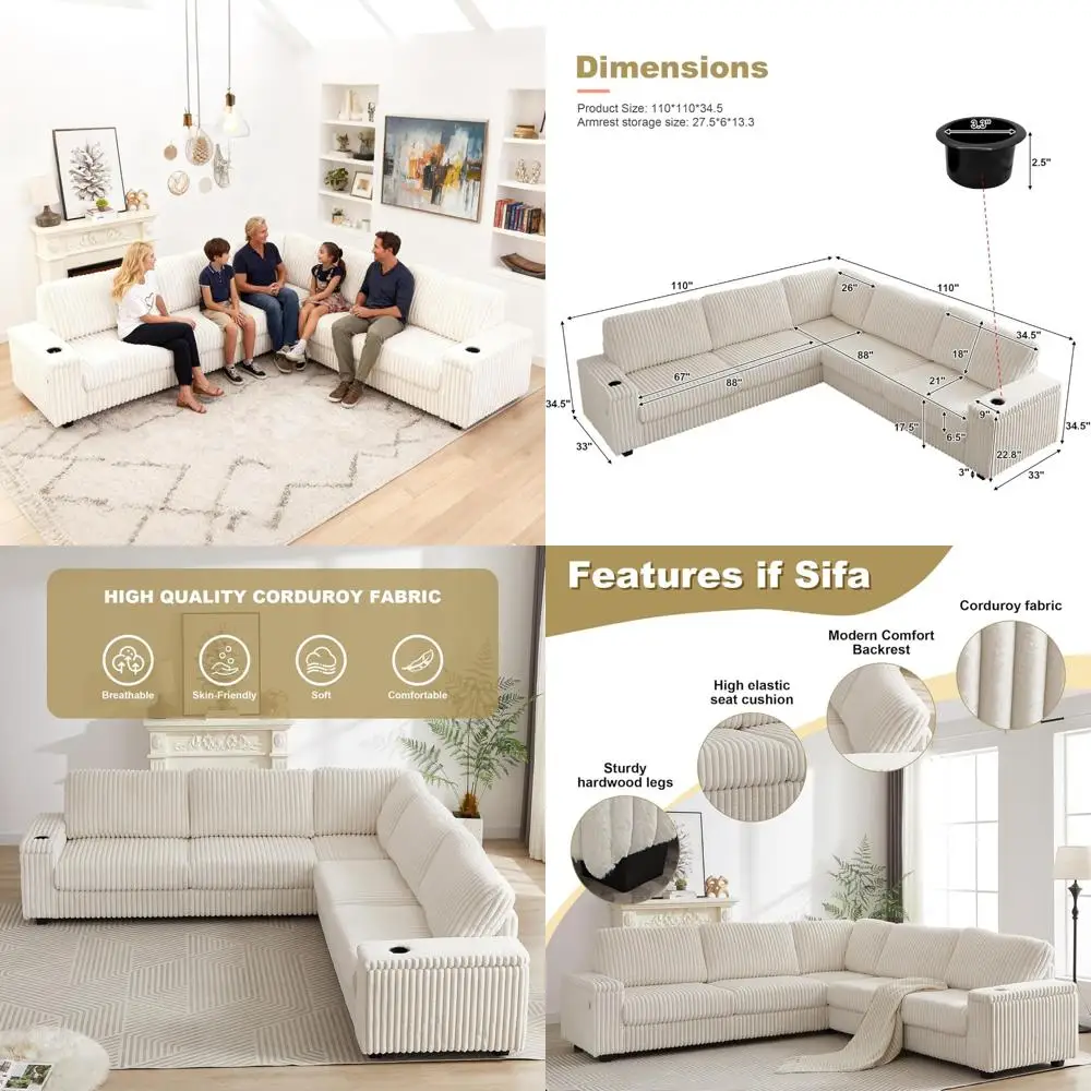 

Большой плюшевый L-образный секционный диван с местом для хранения вещей для гостиной, глубокий модульный угловой диван из вельветовой ткани