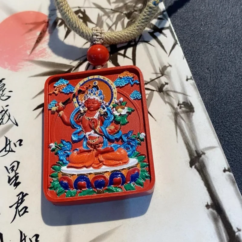 Zodiac Guardian Red Sand Thangka Painted Buddha Pendant Men and Women