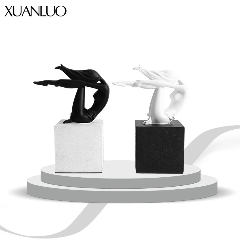 Nordic Artistic Yoga Girl Figurine Home Decor for Living Room, Bedroom, Hallway and Cabinet Soft Furnishing Ornament