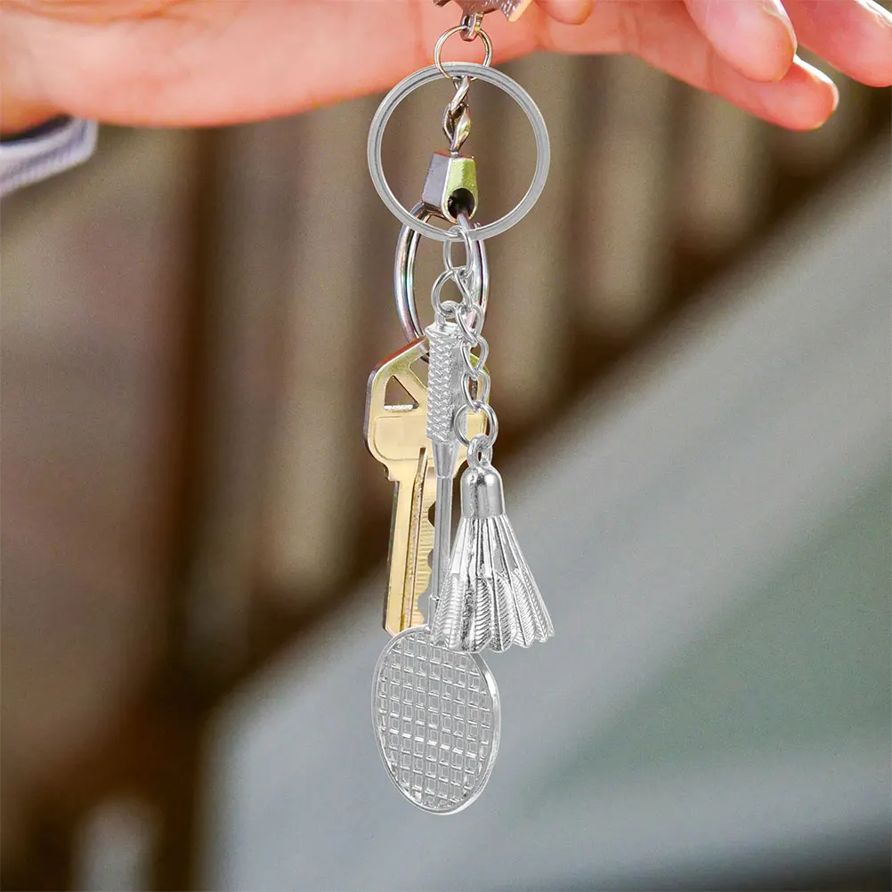 

5Pcs Fashionable Badminton Keychains Metal Key Rings Sports Key Pendants Creative Keychain Decor For Backpack