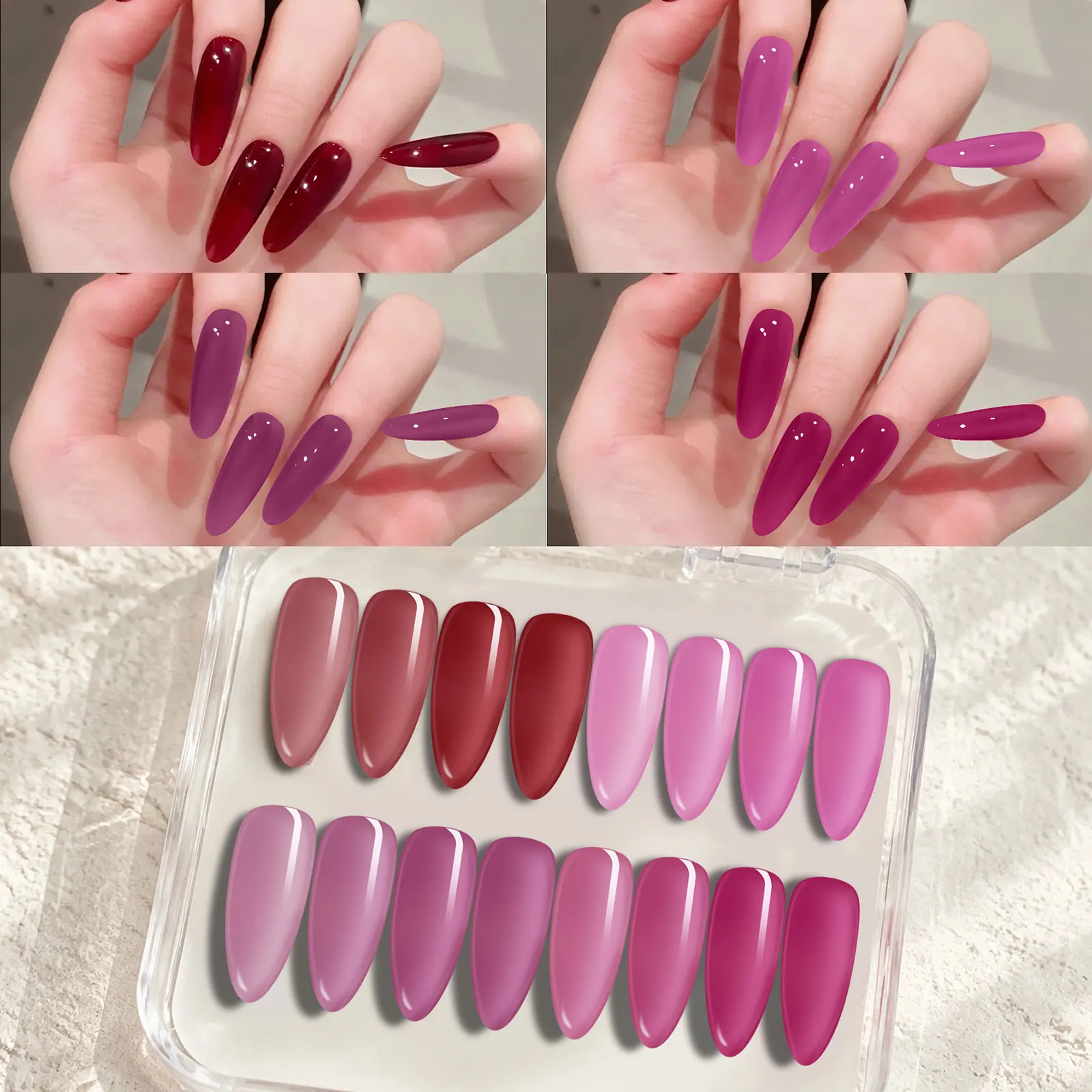 Ovanlee 4Pcs 15ml Nude Peelable Polish, UV/LED - Set, Formaldehyde - Free. Oval, Glossy. Good for Salon & DIY