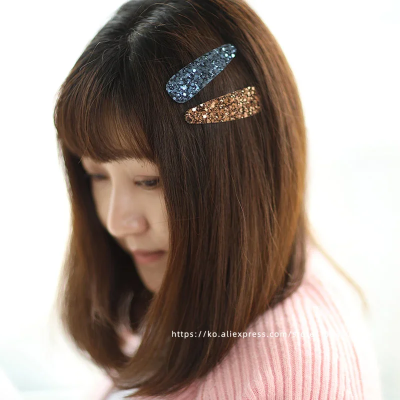 Korean basic black sequin BB clip with bangs edge clip, small hair clip, simple and elegant hair clip, good-looking