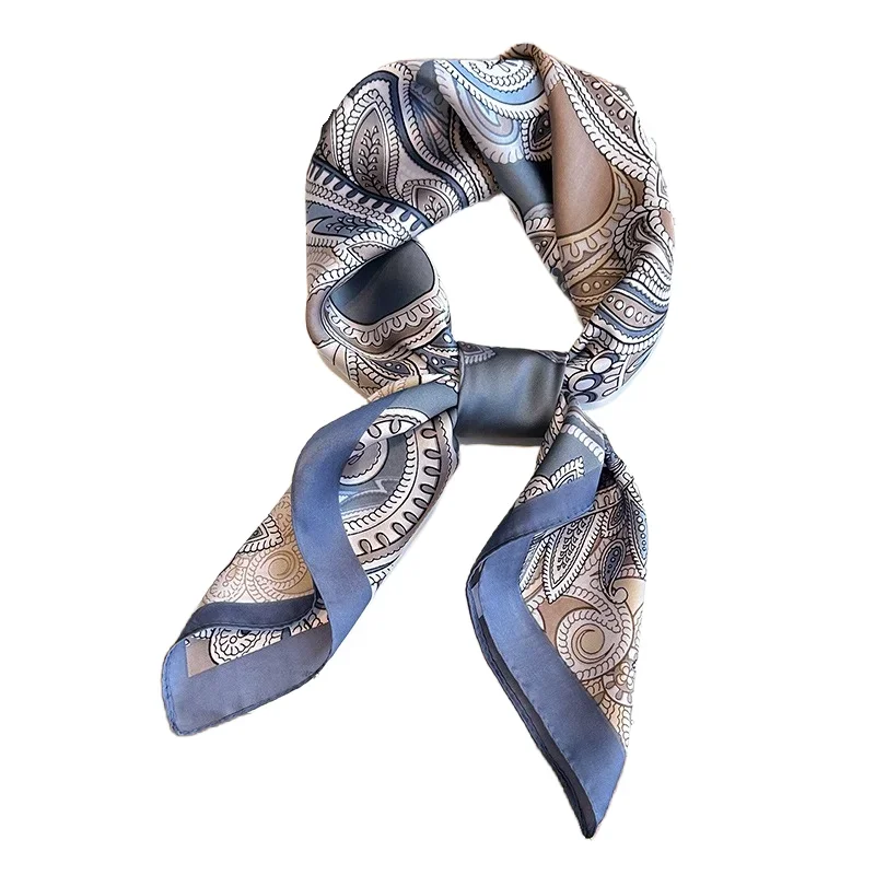 Retro Paisley Silk Square Scarf Women Cashew Print Soft Satin Neckerchief Female Foulard Headband Hijab Hairband Hand Bag Ribbon