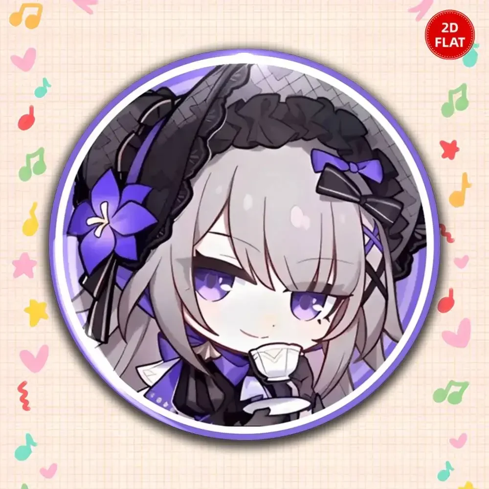 2026 Latest Style 2D FLAT Gorgeous Round Anime Plastic Brooch Pin Unisex Lapel Badge Fun Gift  Classmates Classic Style S