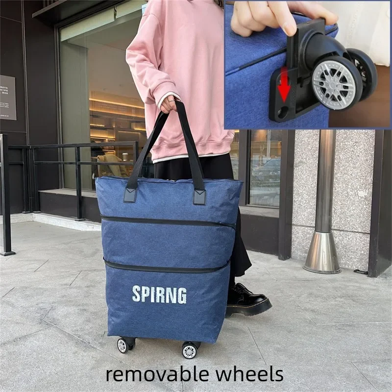 Bolsa de viaje plegable, bolsa de envío para hombres y mujeres, rueda Universal portátil de gran capacidad, bolsa de compras de equipaje extendida de gran tamaño