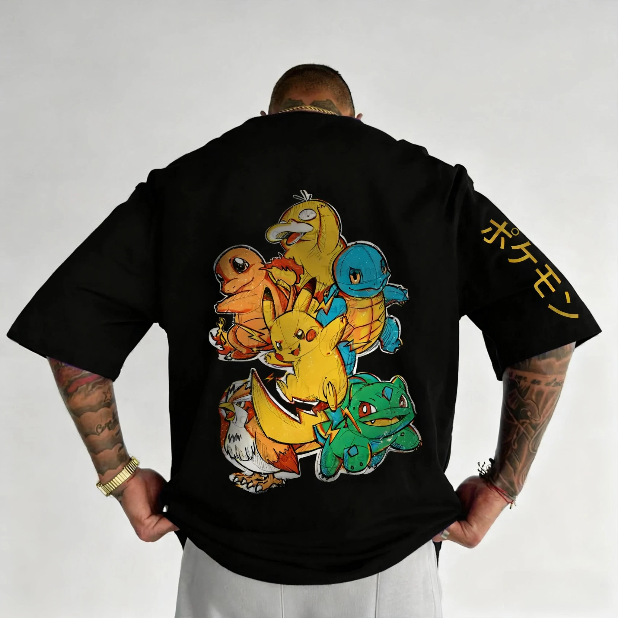 تي شيرت بوكيمون جيم كو ذو علامة تجارية 2026 للرجال والنساء صيفي جديد هيب هوب أمريكي عصري غير رسمي فضفاض Y2K ملابس الوالدين والطفل #1