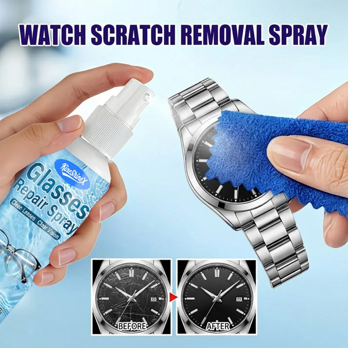 60ML Glasses Scratch Remover Mirror Grinding Cleaner Polishing Scratch-Resistant Solution for Camera Table Screen Car Watch