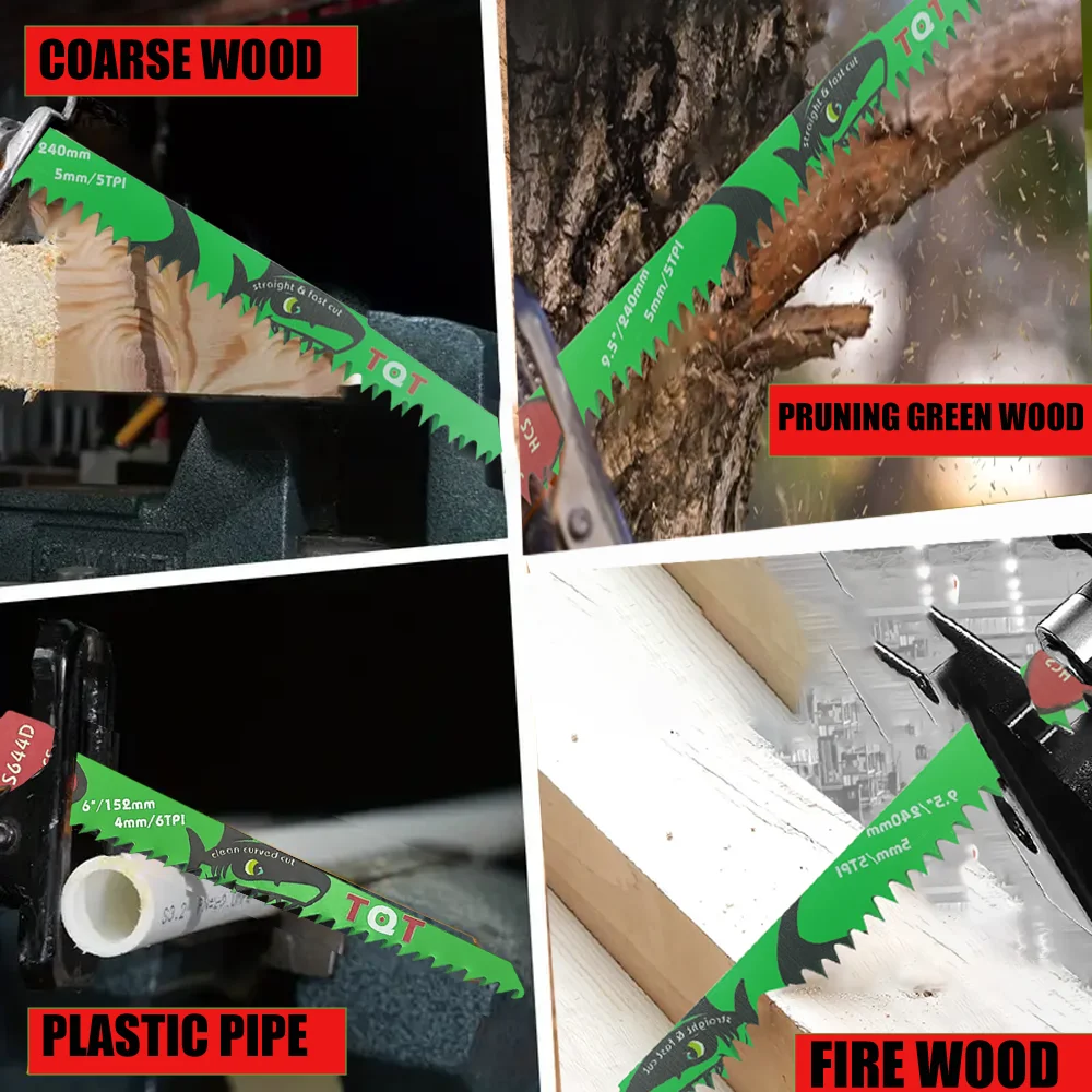 10 Stück 6-9,5-12 Zoll Lange Säbelsägeblätter 5-6Tpi HCS 150mm für Holz und PVC, Kompatibel mit Bosch, Makita, Dewalt DIY-Werkzeug – Detail 9