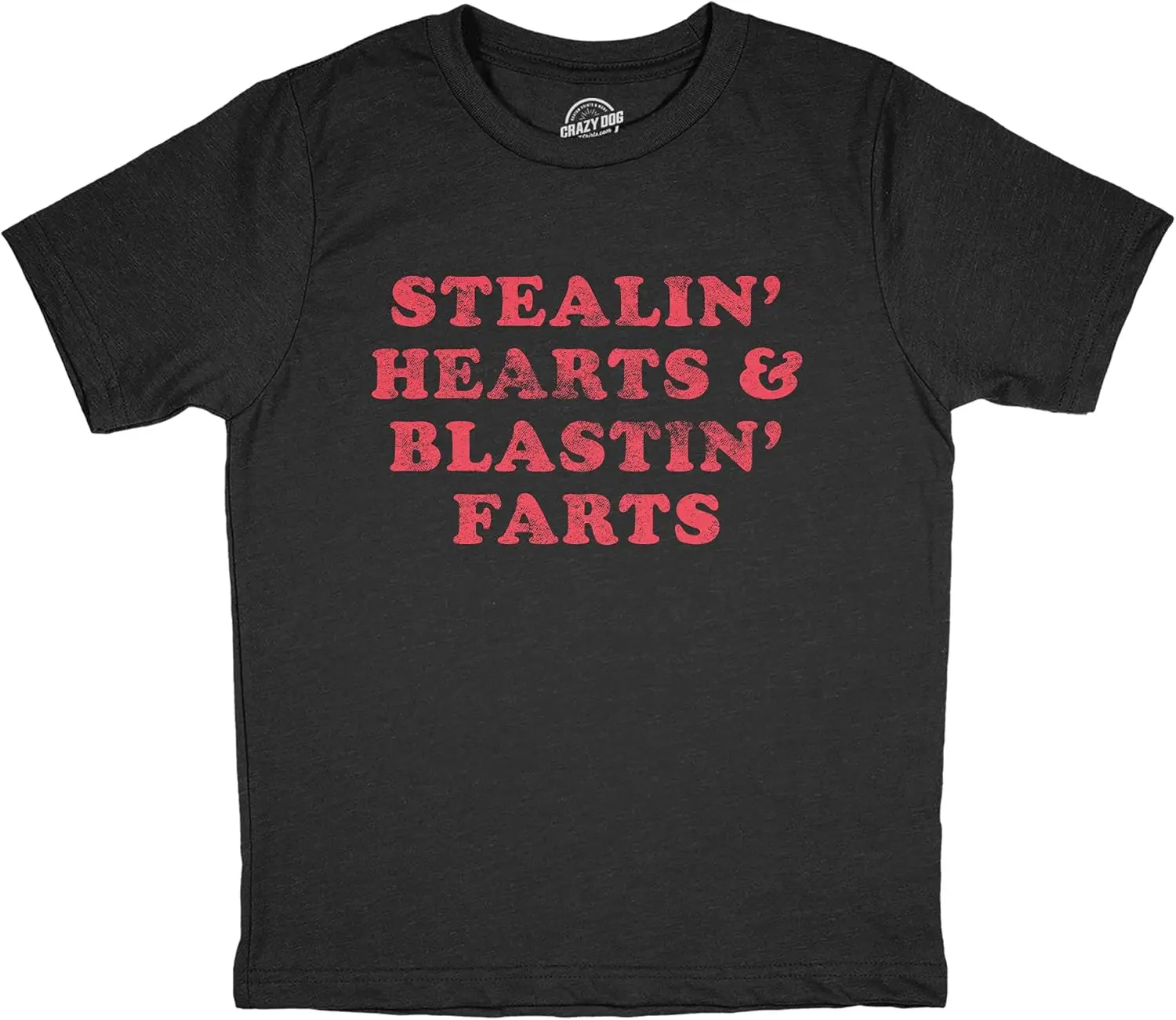 Crazy Dog T-Shirts Youth Stealin Hearts and Blastin Farts Tshirt Hilarious Relationship Bathroom Humor Graphic Tee