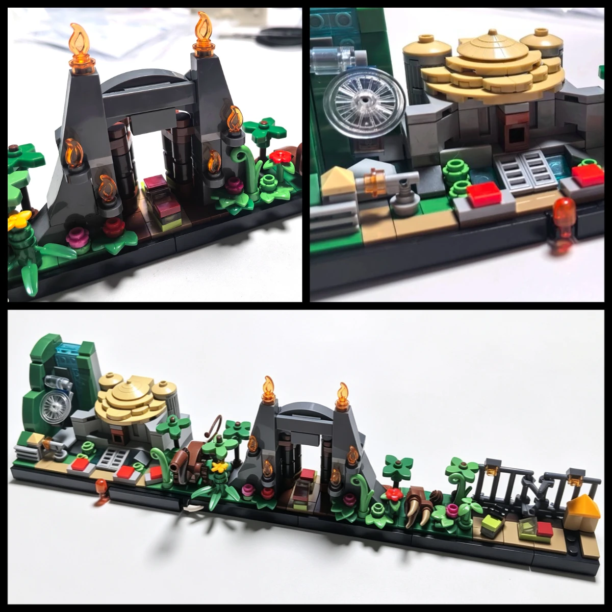 Creative Design Tropical Park Architecture Rainforest Plants Animal Dinosaured Skyline MOC Building Blocks Model DIY Toys Gift