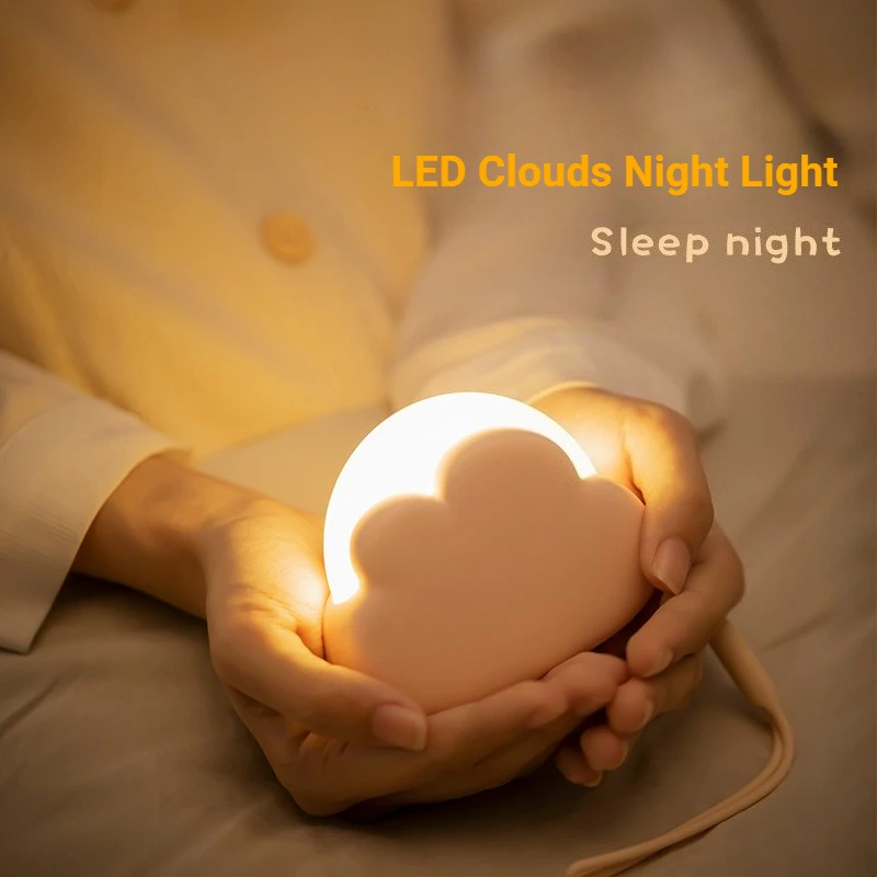 Bezprzewodowa lampka nocna USB Mini urocza lampka nocna LED w kształcie chmurki do sypialni Lampy dekoracyjne do sypialni dla dzieci i niemowląt