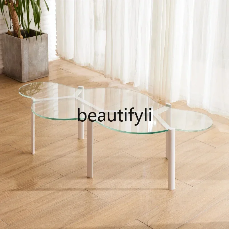 Light luxury tempered glass coffee table simple living room home creative coffee table