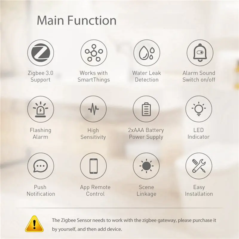 【BRILLIANT】3X Tuya Zigbee Czujnik Poziomu Wody Inteligentny Alarm Wykrywający Wycieki Wody Ochrona Przed Przepełnieniem Bezpieczeństwo Inteligentnego Domu Tuya Ewelin