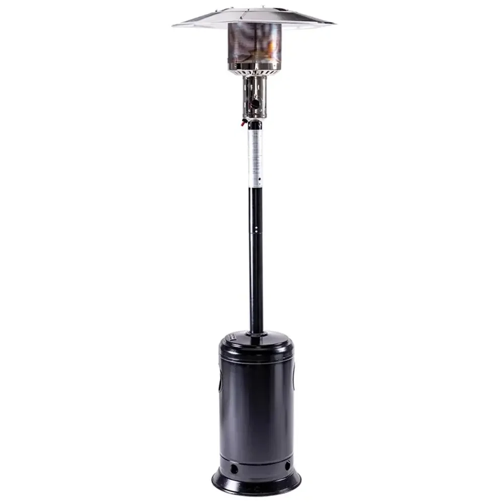 Heavy-Duty Outdoor Patio Heater 47,000 BTUs Wheeled Base Safe Tilt Valve Black