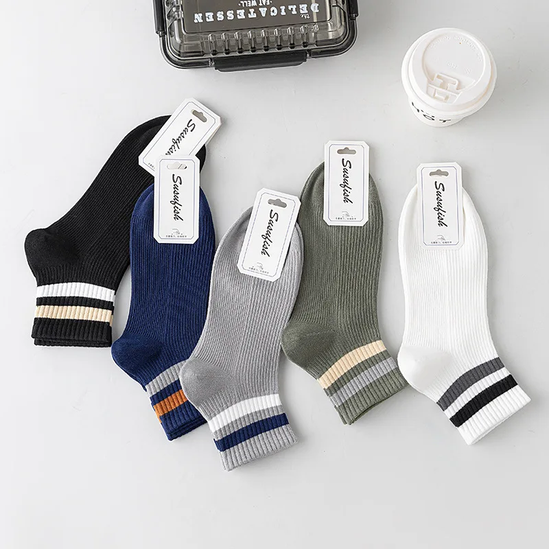 

Мужские весенне-летние тонкие полосатые короткие носки, модные спортивные носки без костей, повседневные носки с пятью точками для мальчиков