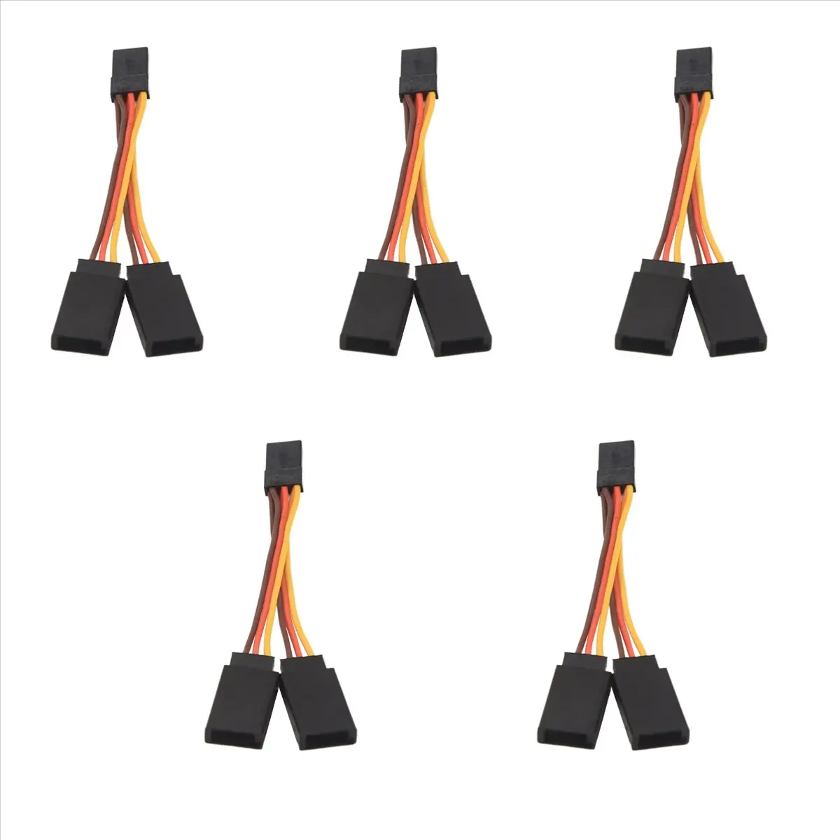 IN-A718U!5 Pcs JR/Futaba Style Servo 1 To 2 Y Harness Leads Splitter Cable Male To Female Extension Lead Wire for RC Models 7Cm
