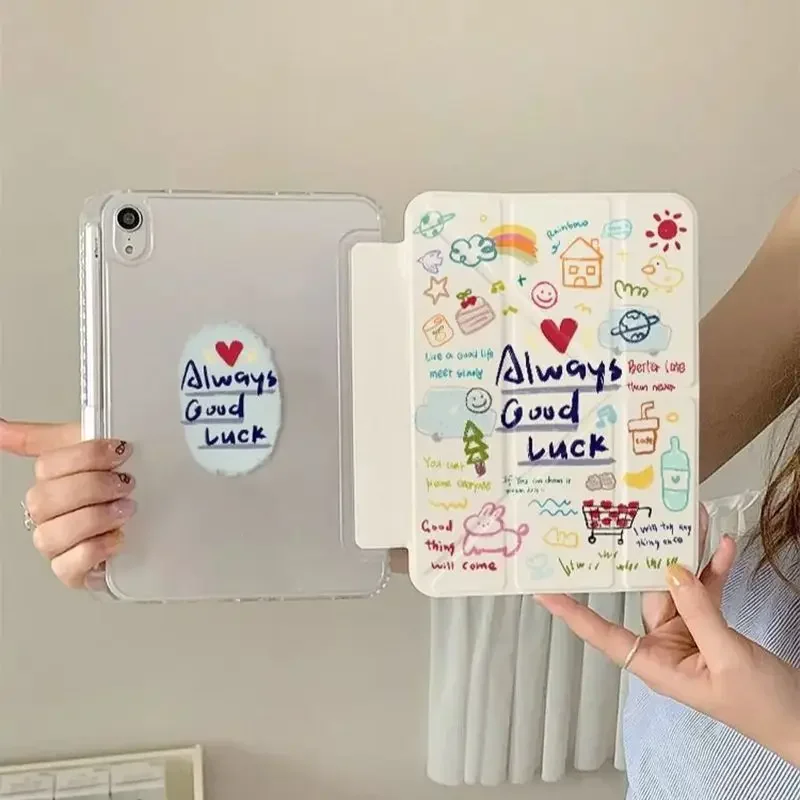 

Cartoon Cute Love Graffiti House For iPad Pro Air 13 11 M5 M4 M3 M2 2 1 11th A16 12.9" 10 9 8 7 6 5 Th Mini 7 6 5 4 7.9" Case