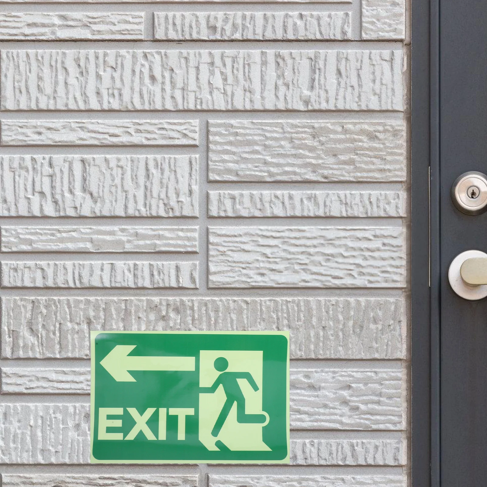 Luminous Exit Sign Sticker Self Adhesive Glow in The Dark Safety Decal for Public Buildings Emergency Evacuation Direction