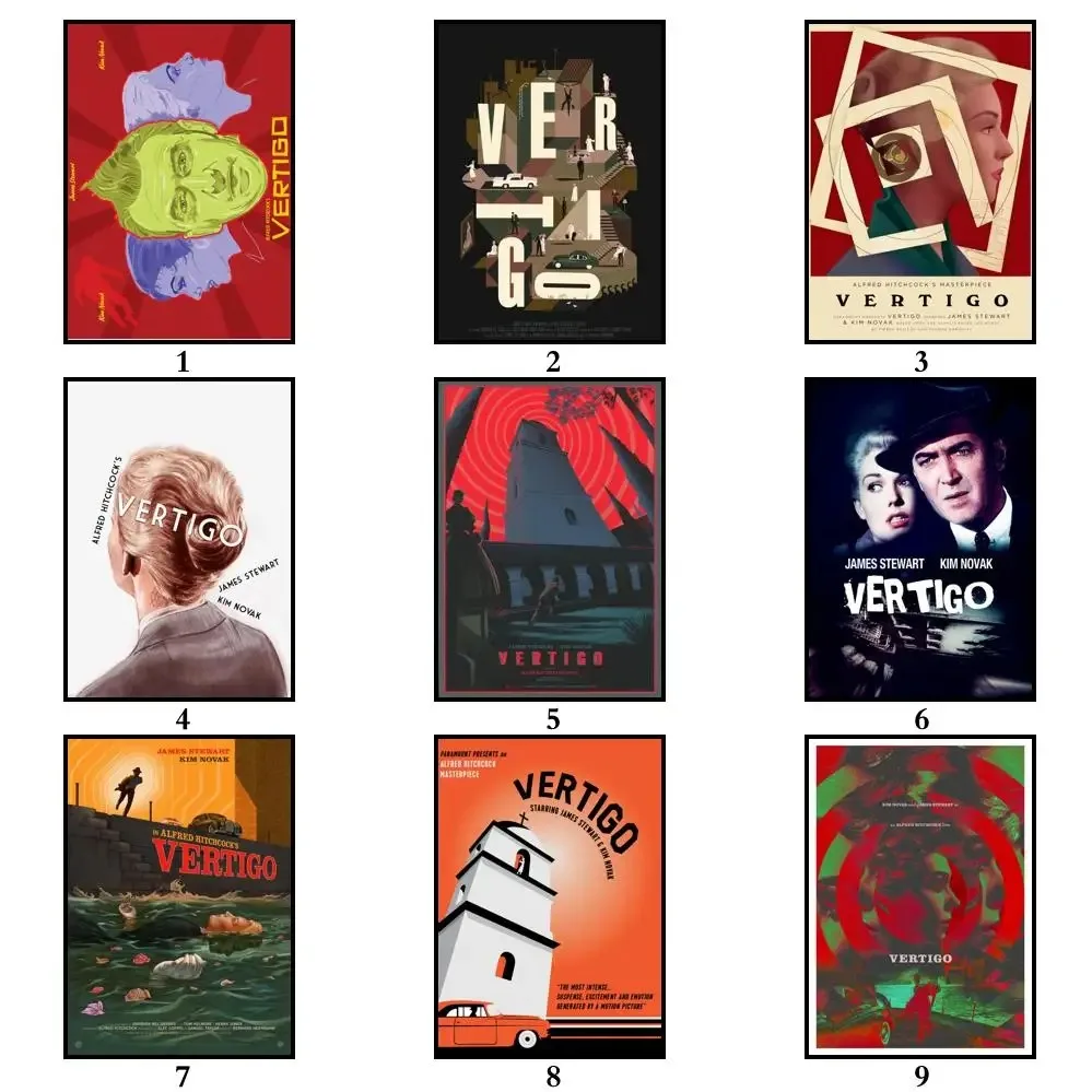 22 تصميمًا لفيلم Hitchcock Vertigo Whitepaper ملصق فني منزلي ملصق حائط فاخر لبار القهوة