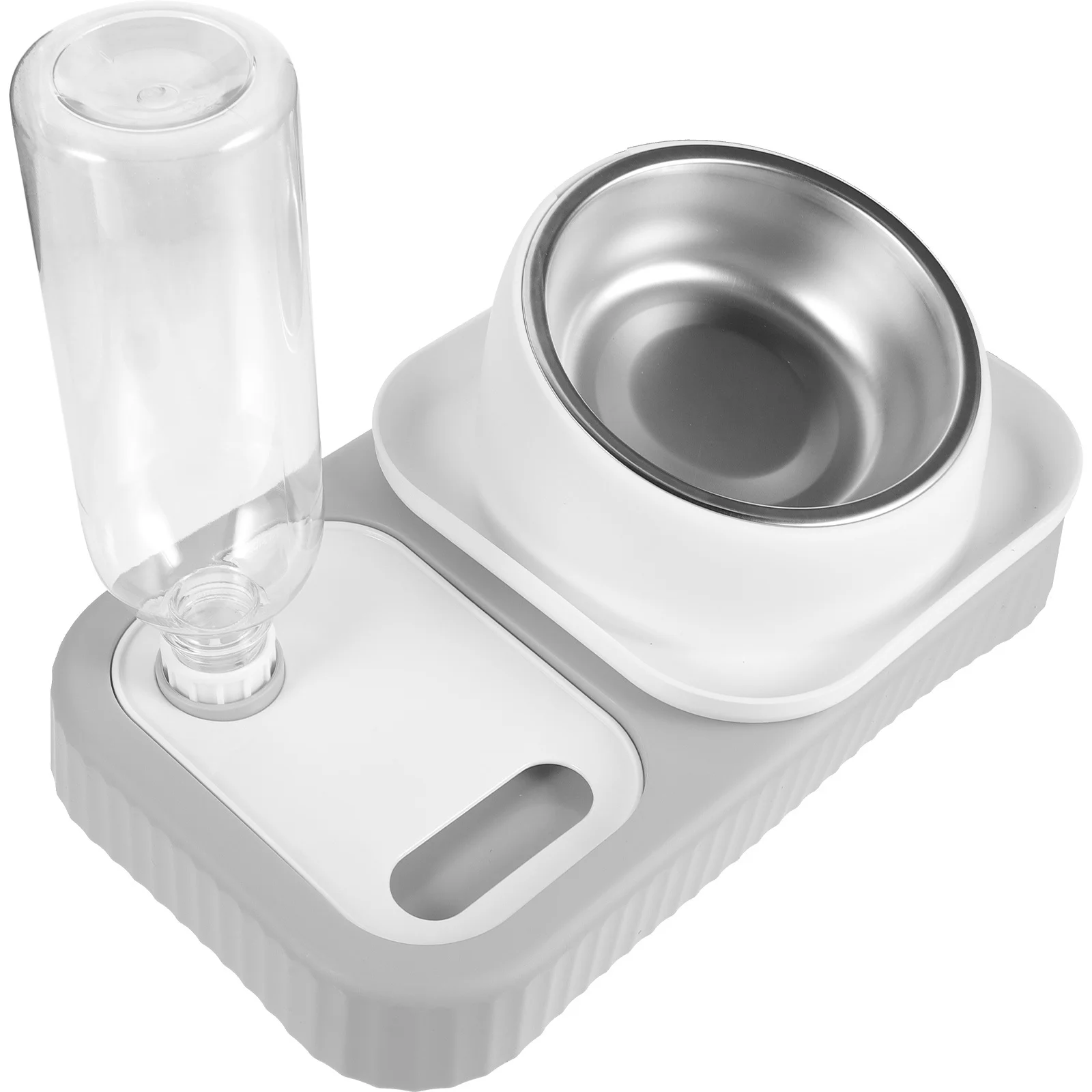 

Cat Feeder 2-in-1 Pet Food Water Bowl Set Convenient Time-Saving Effortless Design Cat Water and Food Dispenser
