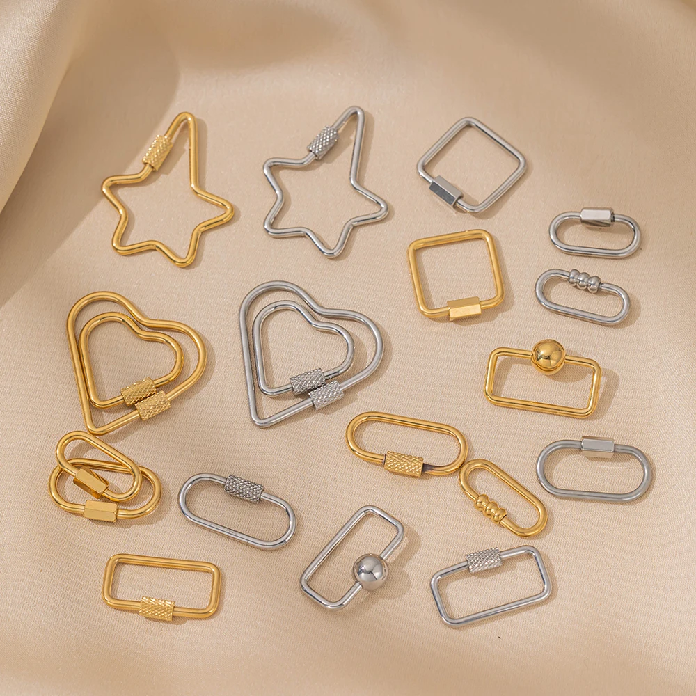 

5pcs/Lot Stainless Steel Fastener Carabiner Screw Clasps Connectors For DIY Neckalce Bracelet Keychain Jewelry Making Supplies