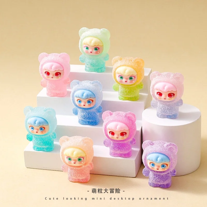 

Милая флокированная слепая коробка, мягкие конфеты, медведь, глазурь, милые кукольные украшения, поделки из смолы, высококачественные нишевые украшения для стола для подарка