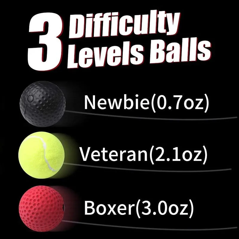 3 balls/set Boxing Reaction Balls Sweatproof Headbands Boxing Balls Fitness Stress Relief Balls Boxing Training Equipment