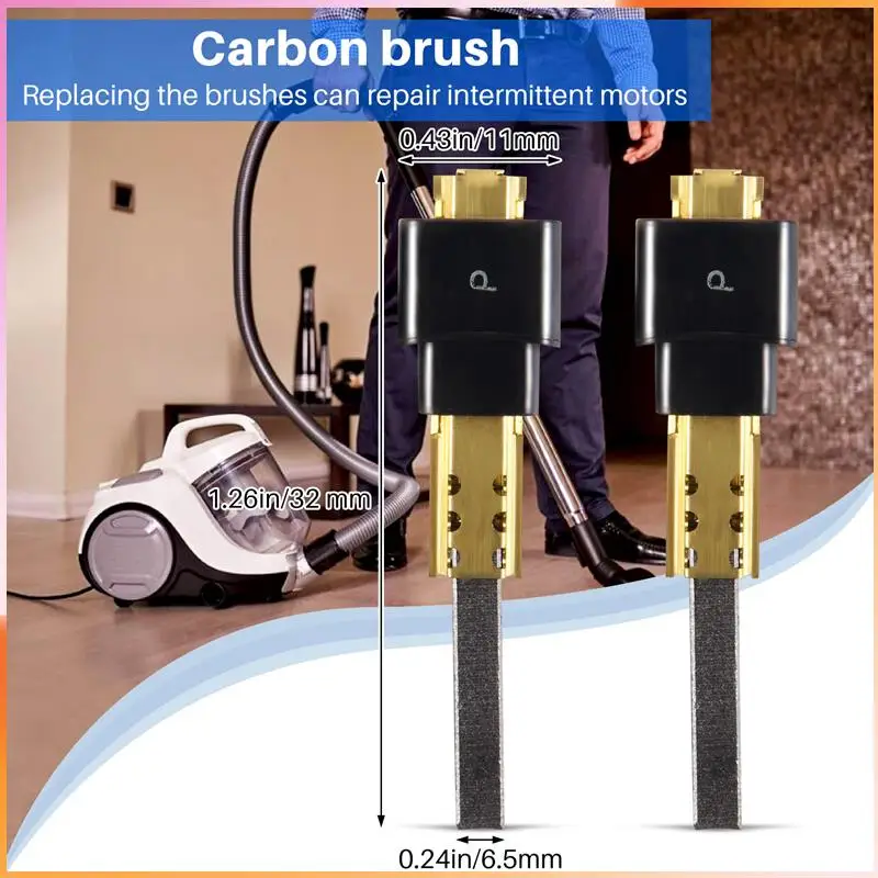 A93Z 2 Buah Sikat Karbon Motor Penyedot Debu 6,5X11X32Mm, Suku Cadang Penyedot Debu Berkualitas Tinggi untuk Penyedot Debu