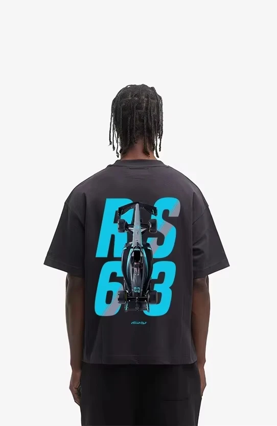 الكلاسيكية الرجال تي شيرت جورج راسل F1 ميرش المتضخم Y2k قميص المتسابق تي شيرت علوي عادية القطن الهيب هوب الشارع الذكور تي شيرت #1