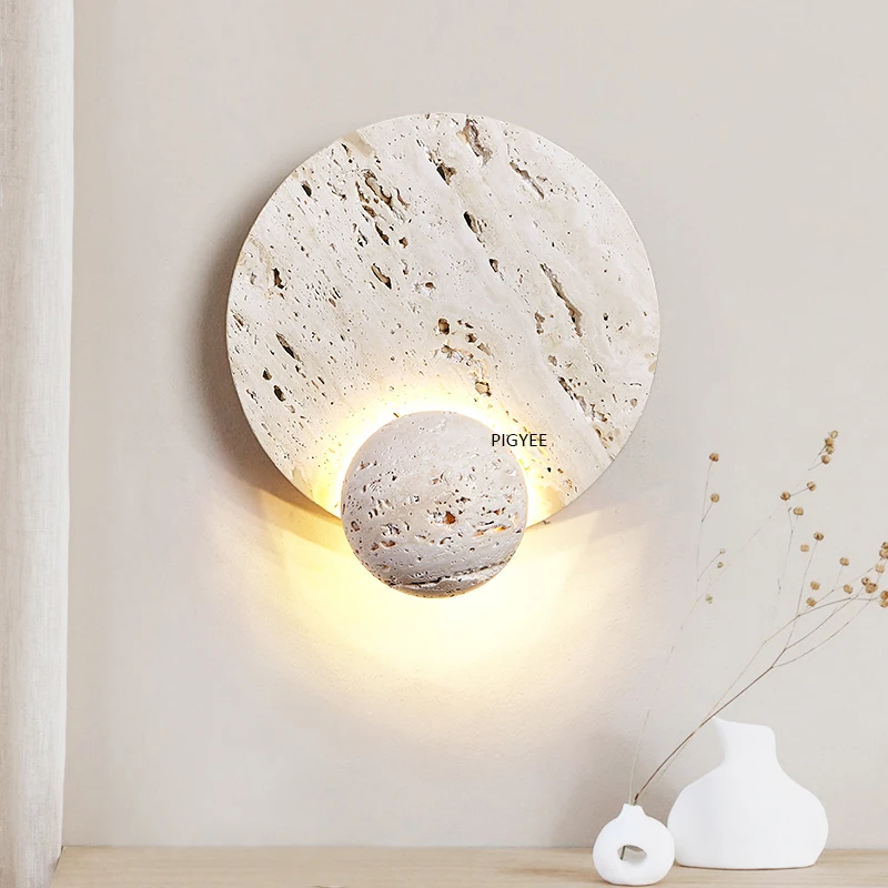 

Minimalism Led Stone Wall Lamp New Modern Circle Light Home Decor Bedroom Bedside Table Round Light For Loft Lighting Fixture