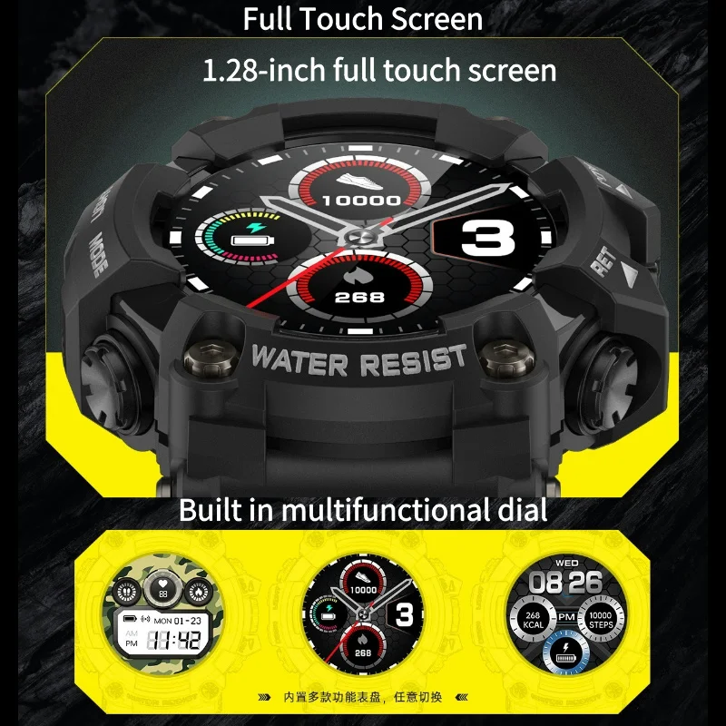 Outdoor Smartwatch T6 Fit Android and IOS Hiking Sports Watch Heart Rate Monitoring Information Push 25 Days Long Battery Life