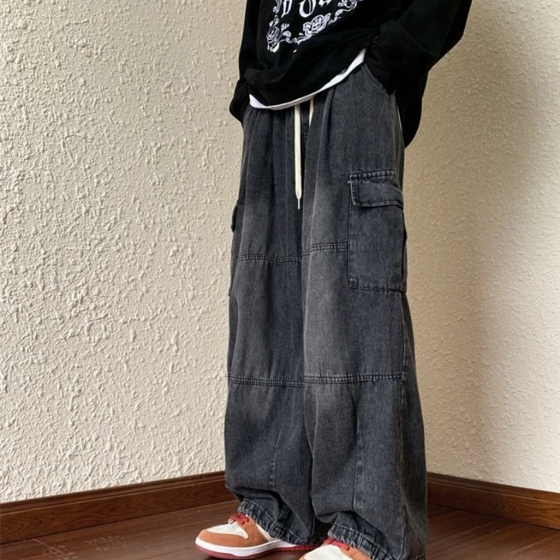 

Мужские ковбойские брюки с широкими штанинами, новые рок-брюки, стираные классические джинсы в корейском стиле, готические Xs Trend 2025, оригинальные мужские джинсы в стиле хип-хоп