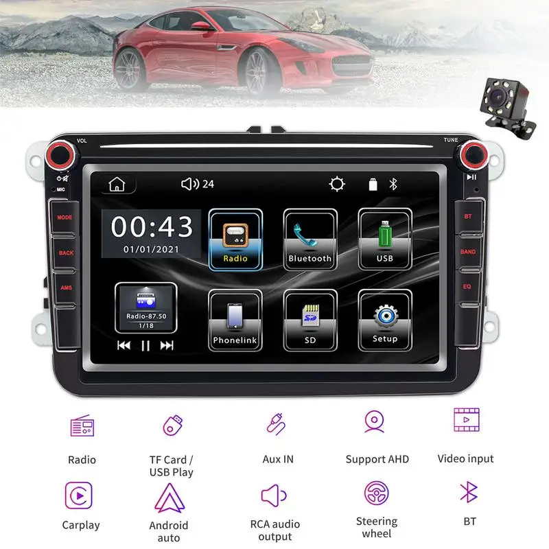 

Car Audio Multimedia Player 8" HD Touch Screen 2 DIN Apples Car Play Bluetooths MP5 Stereo Player Car FM/AM Radio Auto Accessory