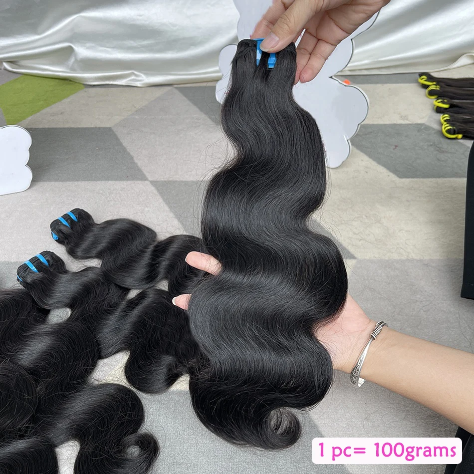 12A Body Wave Human Hair Bundles Extensions Weave #1B Natural Color Full 30inch Raw Virgin Hair Can Dye For #613 Color For Women