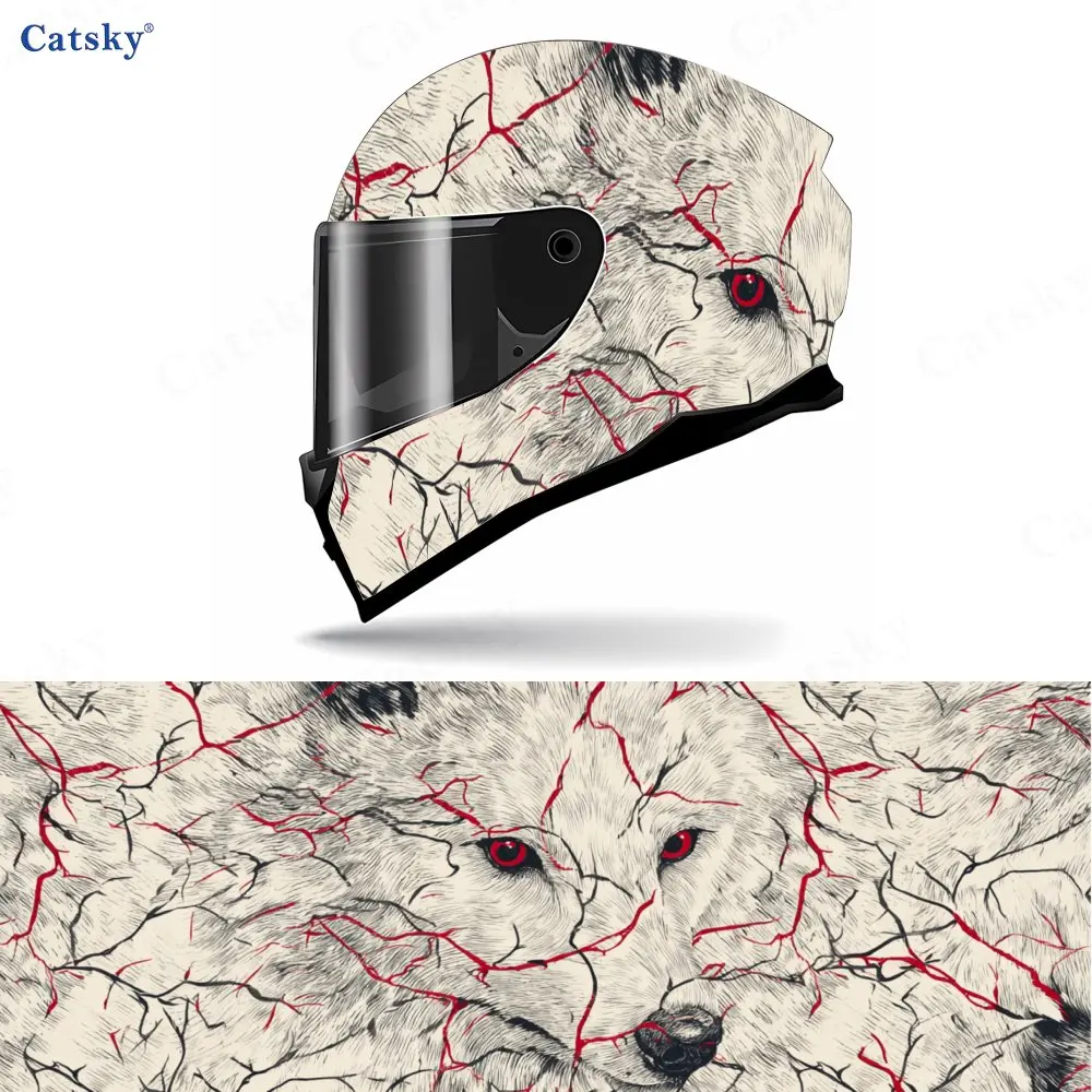 

Eye - Catching Art Wolf Motorcycle Helmet Decal, Waterproof Self-adhesive Helmet Vinyl Wraps Sticker, Cool DIY Graffiti Film, Gi