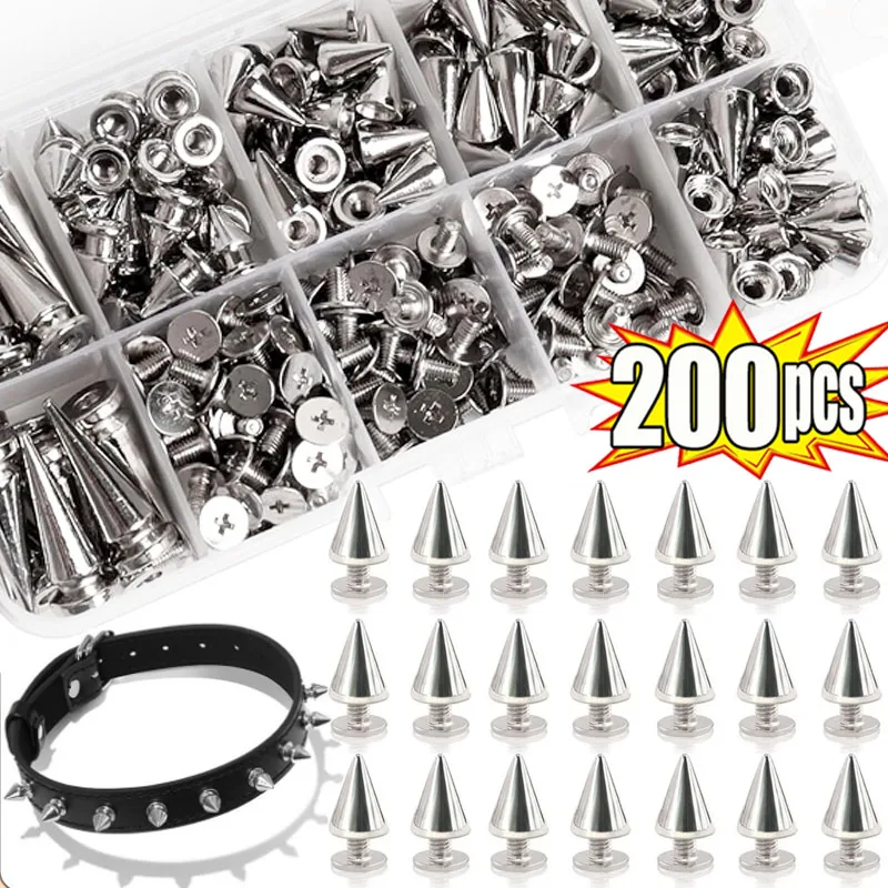 

10/14/20MM Punk Metal Spikes Double Cap Silver Rivets Cone Studs DIY Bags Clothes Spike Round Nail Rivet Handcraft Accessories